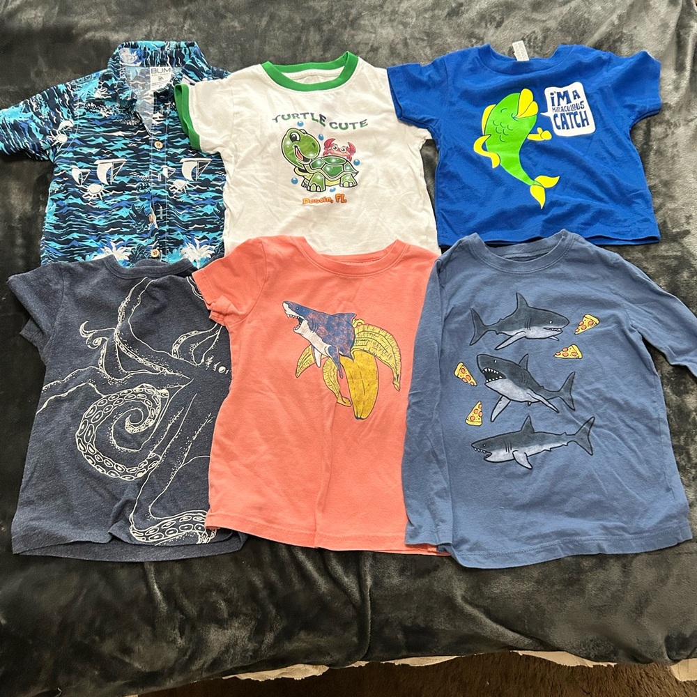 Set of 6 aquatic themed shirts & tees